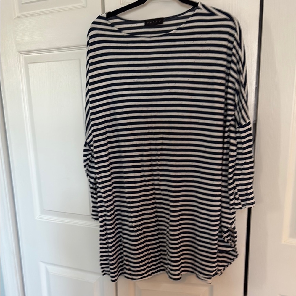 Hatch Black and White Striped Top